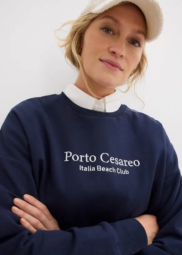 Felpa oversize con ricamo, bonprix