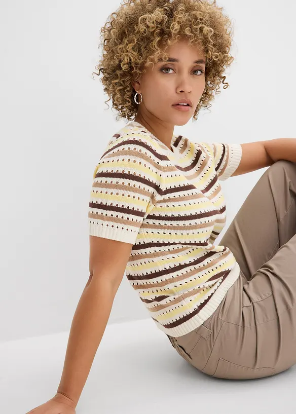 T-shirt di maglia traforata, bonprix