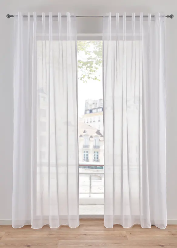 Tenda trasparente in voile leggero con passanti nascosti (pacco da 1), bonprix