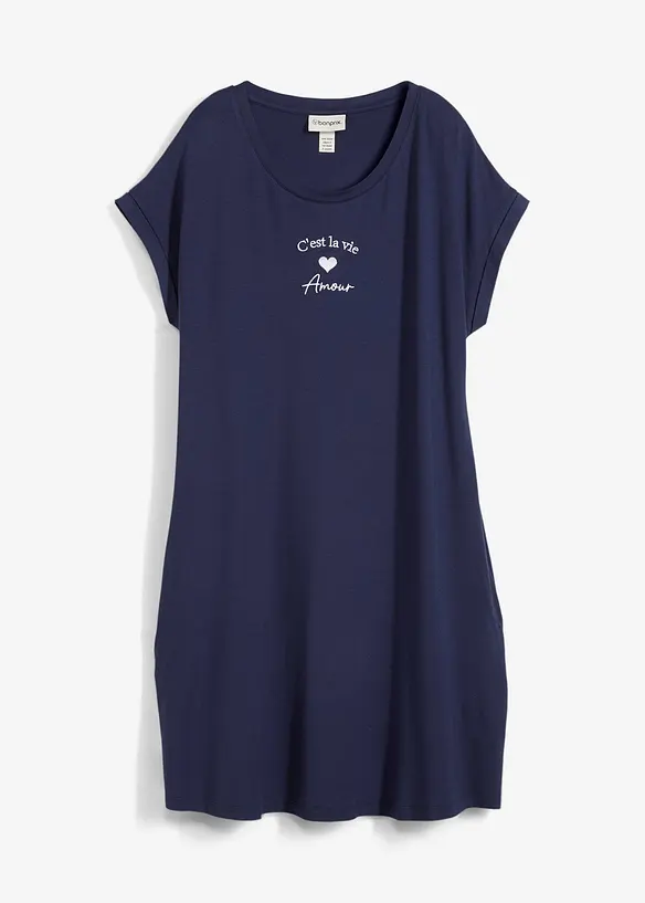 Abito di jersey con ricami in misto viscosa e elastan, bonprix