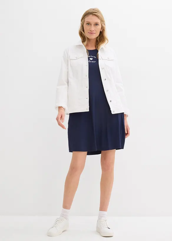 Abito di jersey con ricami in misto viscosa e elastan, bonprix