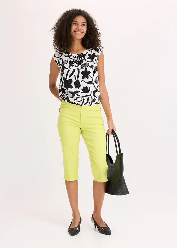 Pantaloni capri con vita comoda, bonprix