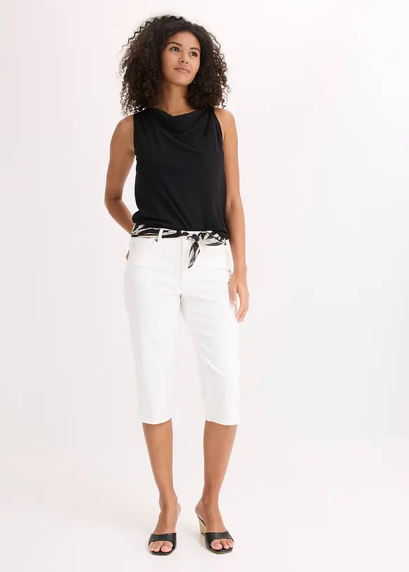 Pantaloni capri con vita comoda, bonprix