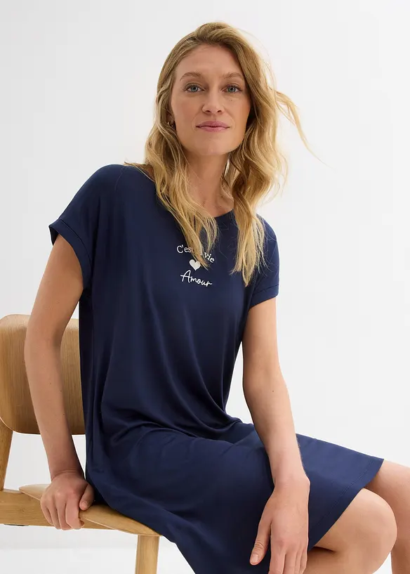 Abito di jersey con ricami in misto viscosa e elastan, bonprix