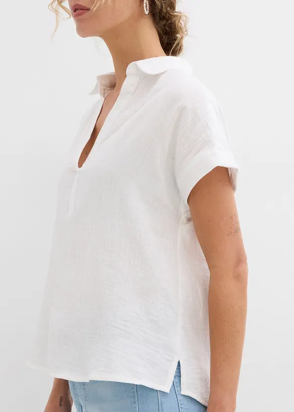 Blusa a maniche corte in mussola leggera, bonprix