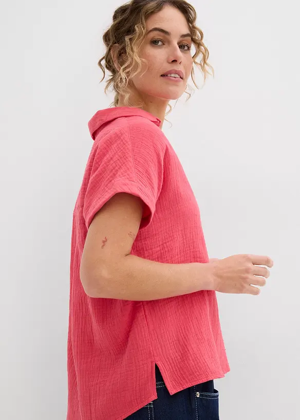 Blusa a maniche corte in mussola leggera, bonprix