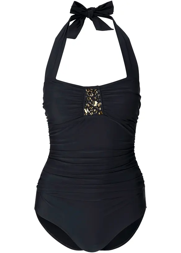 Costume intero con effetto modellante leggero e strass, bonprix