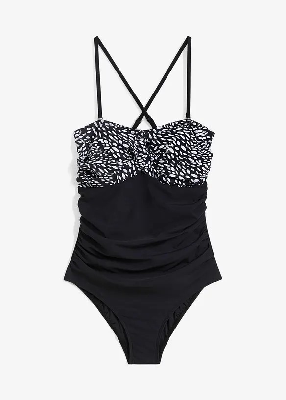 Costume intero con dettaglio incrociato ed effetto modellante medio, bonprix