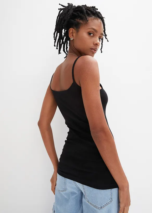 Top con spalline sottili in puro cotone (pacco da 2), bonprix