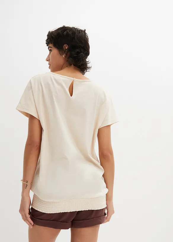 Maglia in filato fiammato di cotone biologico con fascia smock, bonprix