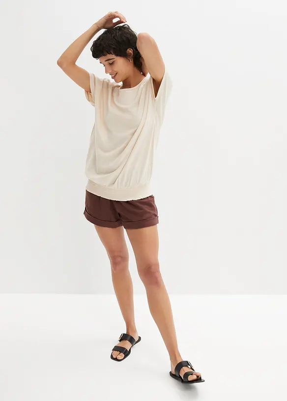 Maglia in filato fiammato di cotone biologico con fascia smock, bonprix