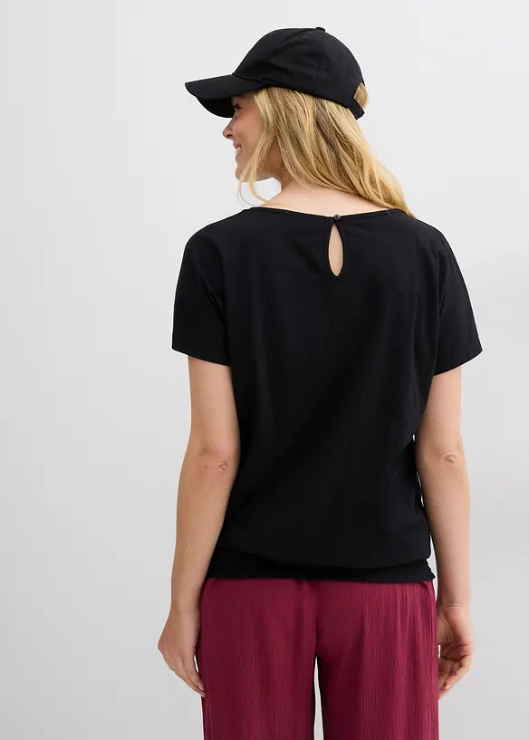 Maglia in filato fiammato di cotone biologico con fascia smock, bonprix