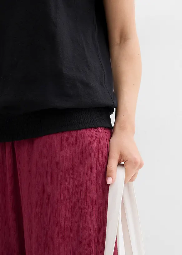 Maglia in filato fiammato di cotone biologico con fascia smock, bonprix