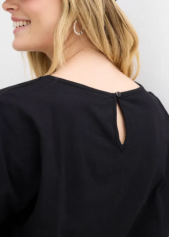 Maglia in filato fiammato di cotone biologico con fascia smock, bonprix