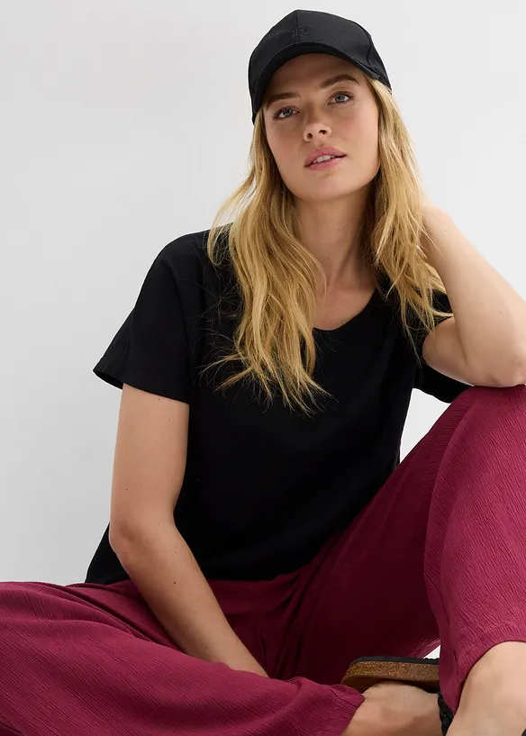 Maglia in filato fiammato di cotone biologico con fascia smock, bonprix