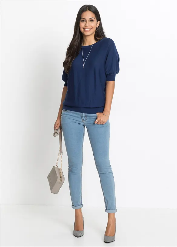 Maglione in filato fine di misto cotone, bonprix