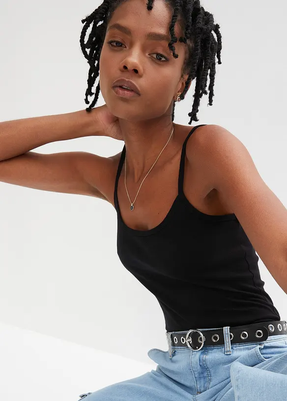 Top con spalline sottili in puro cotone (pacco da 2), bonprix