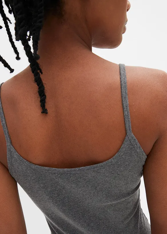 Top con spalline sottili in puro cotone (pacco da 2), bonprix