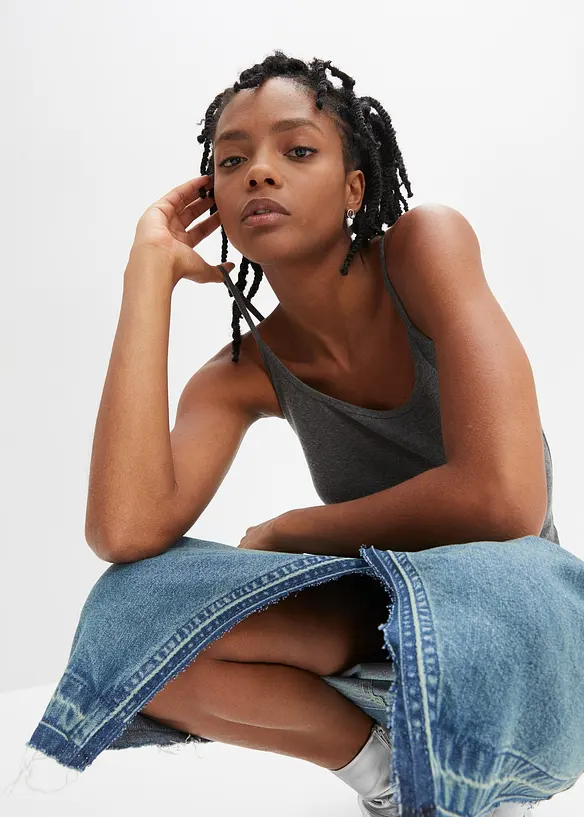 Top con spalline sottili in puro cotone (pacco da 2), bonprix