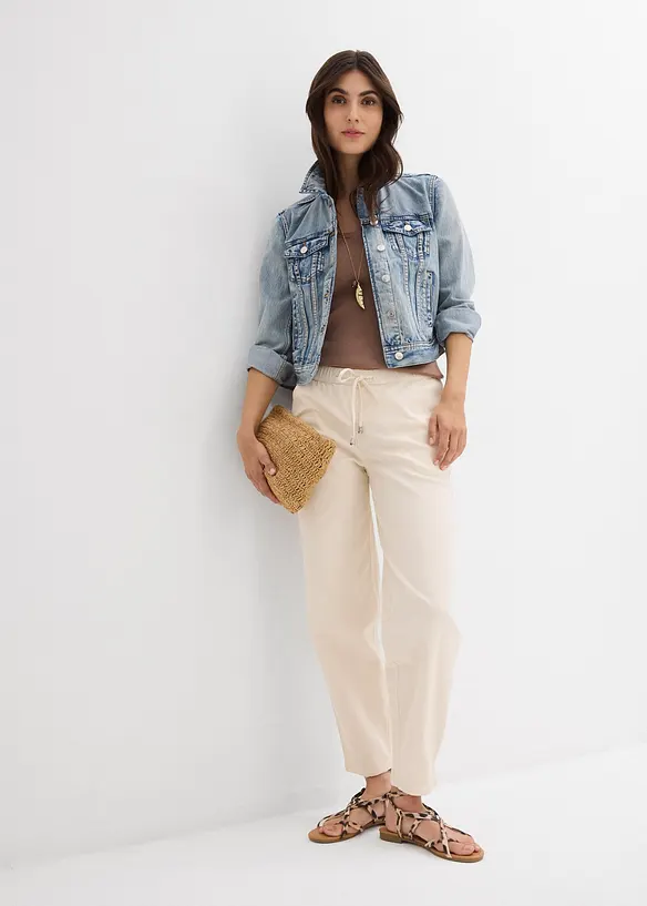 Jeans barrel shape con comodo elastico, vita media, bonprix