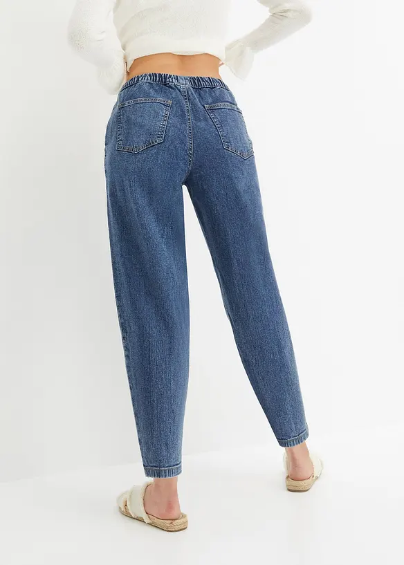 Jeans barrel shape con comodo elastico, vita media, bonprix
