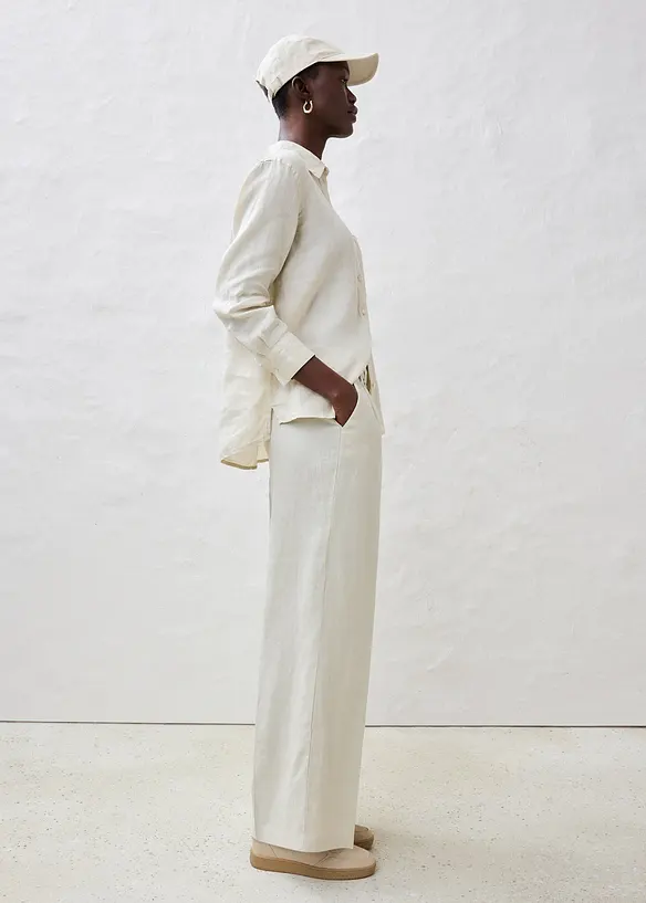 Pantaloni con pinces in puro lino, bonprix