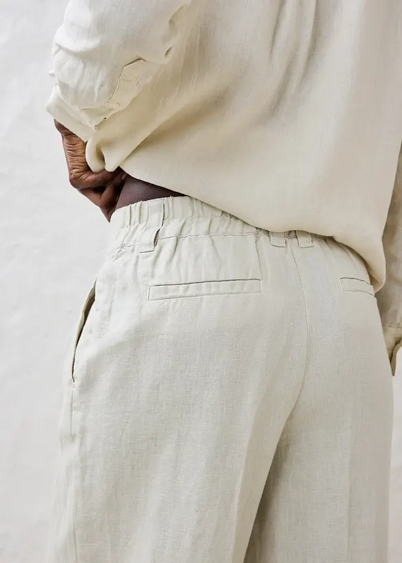 Pantaloni con pinces in puro lino, bonprix