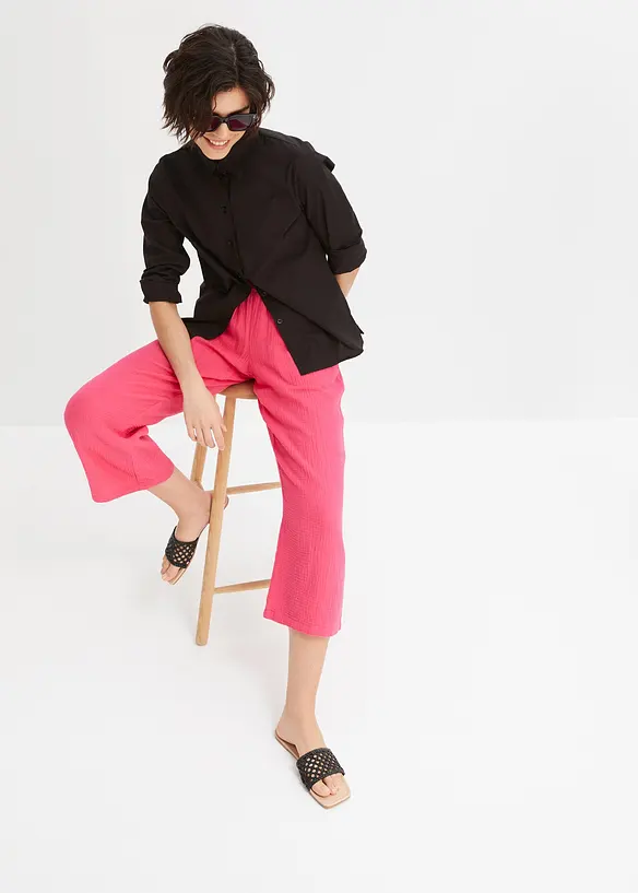 Pantaloni culotte in mussola di cotone, bonprix