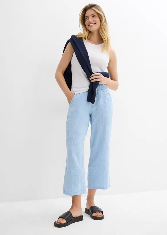 Pantaloni culotte in mussola di cotone, bonprix