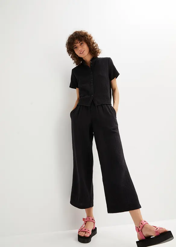 Pantaloni culotte in mussola di cotone, bonprix