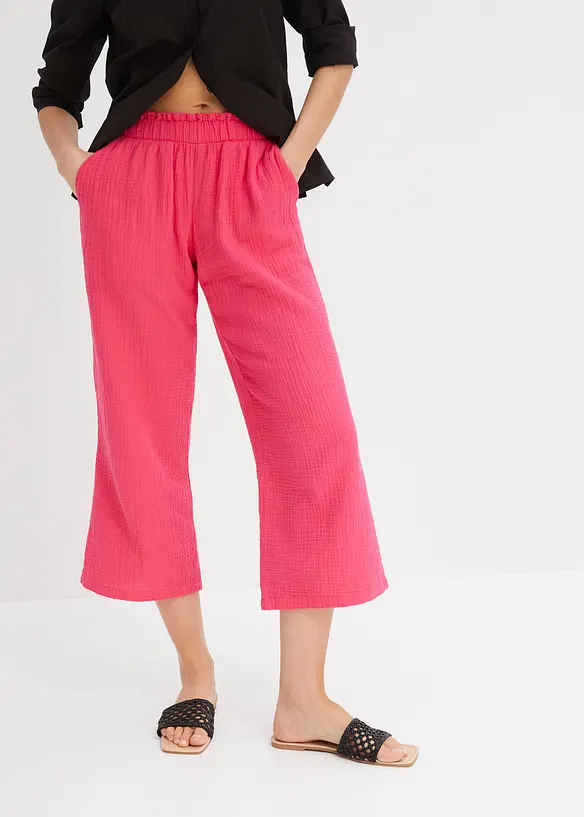 Pantaloni culotte in mussola di cotone, bonprix
