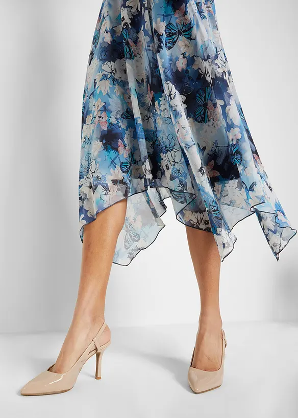 Abito in chiffon con pizzo fine, bonprix