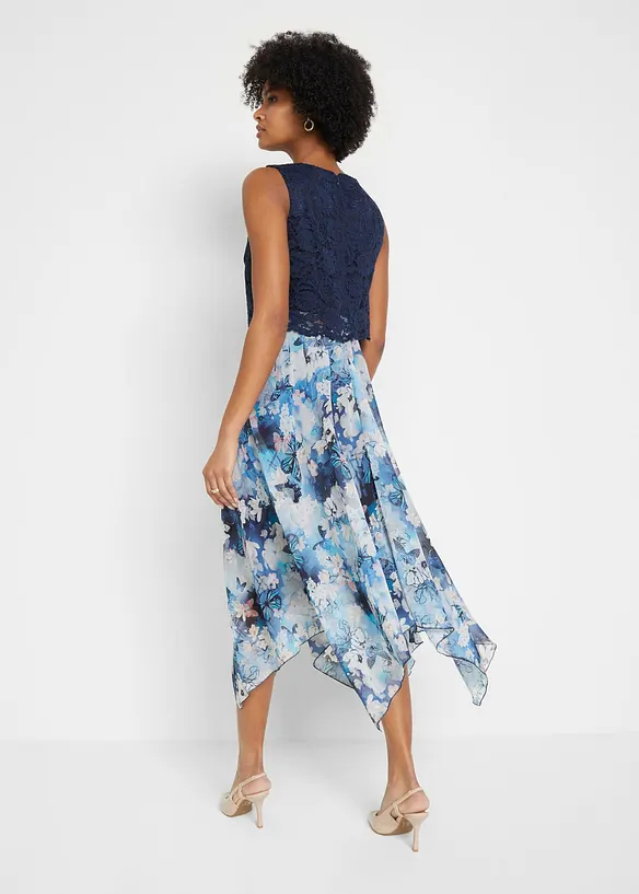 Abito in chiffon con pizzo fine, bonprix