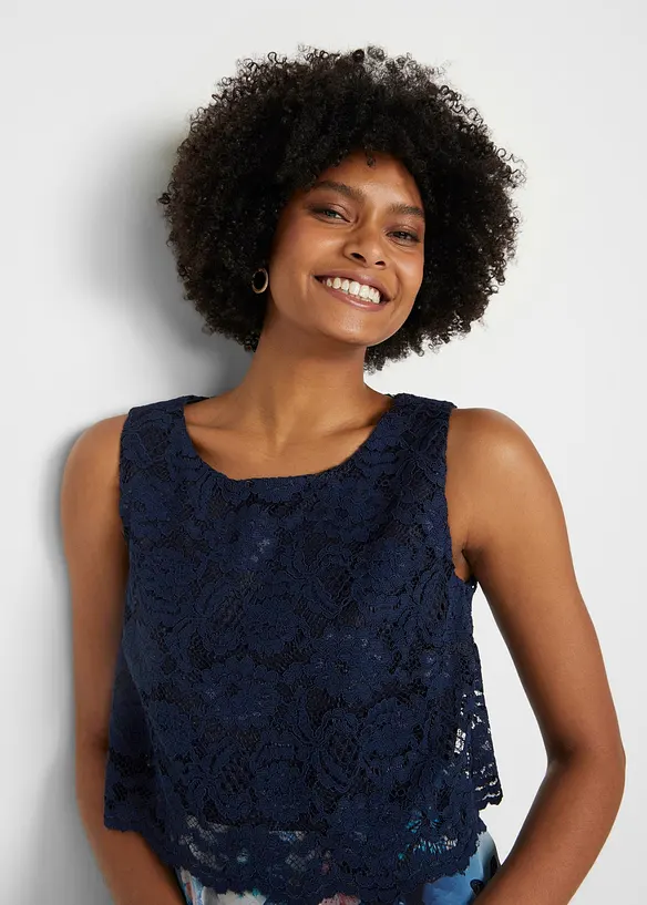 Abito in chiffon con pizzo fine, bonprix