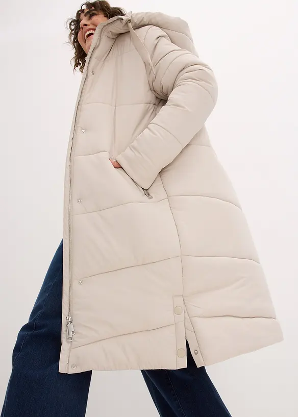 Giubbotto trapuntato con fodera teddy al cappuccio, bonprix