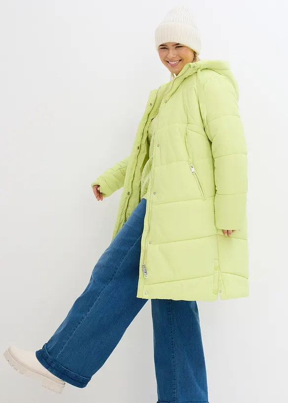 Giubbotto trapuntato con fodera teddy al cappuccio, bonprix