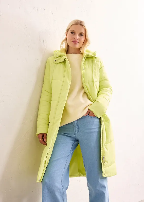 Giubbotto trapuntato con fodera teddy al cappuccio, bonprix