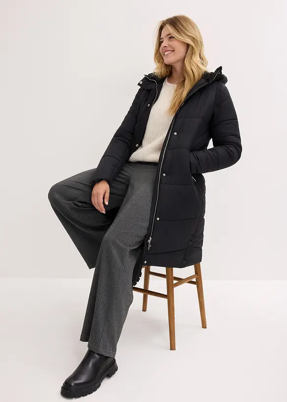 Giubbotto trapuntato con fodera teddy al cappuccio, bonprix