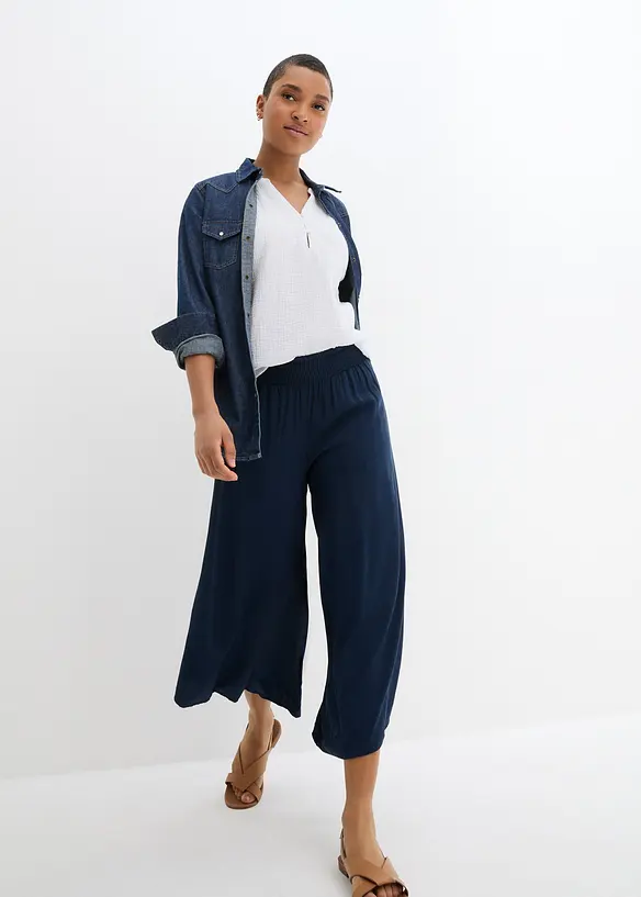 Pantaloni culotte al polpaccio in viscosa morbida, bonprix
