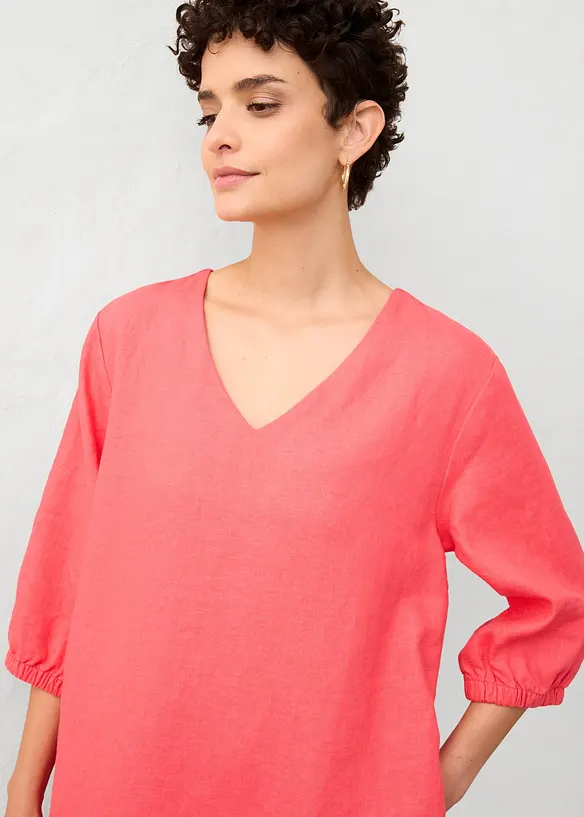 Abito in puro lino con maniche a 3/4, bonprix