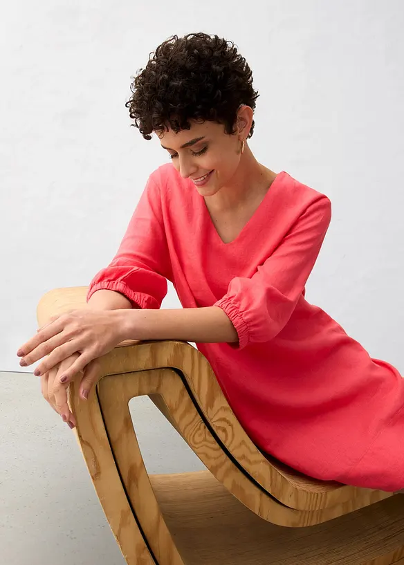 Abito in puro lino con maniche a 3/4, bonprix