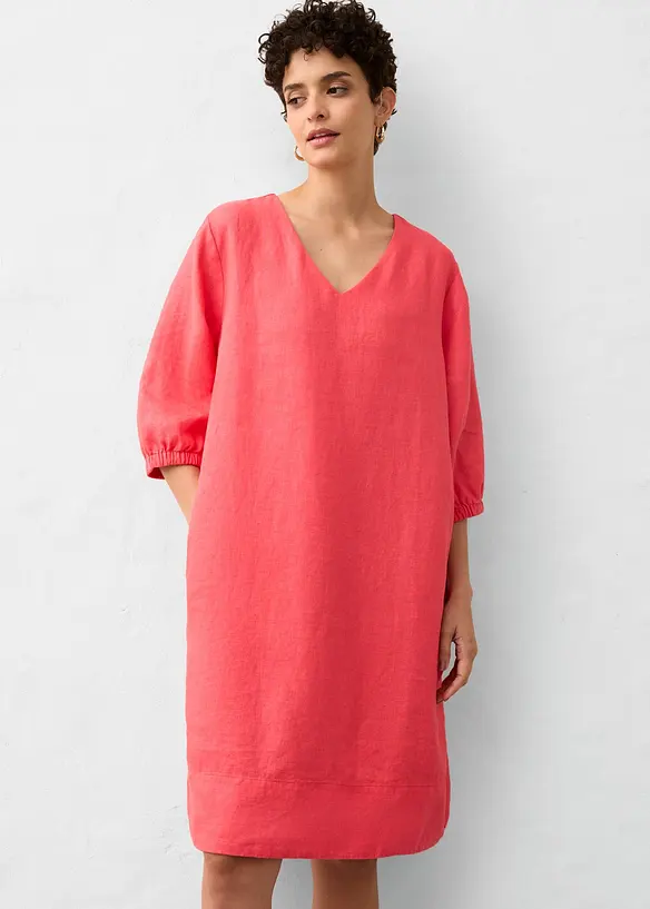 Abito in puro lino con maniche a 3/4, bonprix