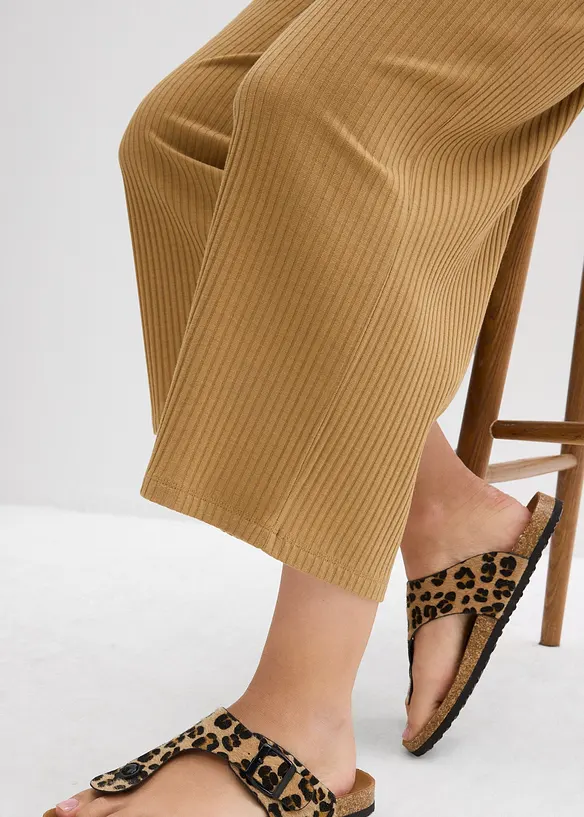 Pantaloni in jersey a coste con elastico in vita, bonprix