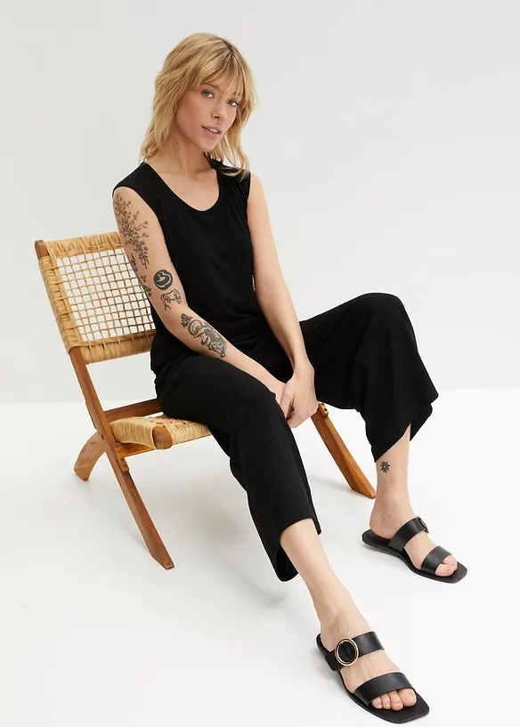 Pantaloni in jersey a coste con elastico in vita, bonprix