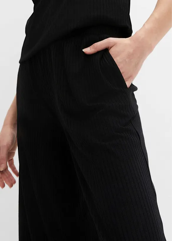 Pantaloni in jersey a coste con elastico in vita, bonprix