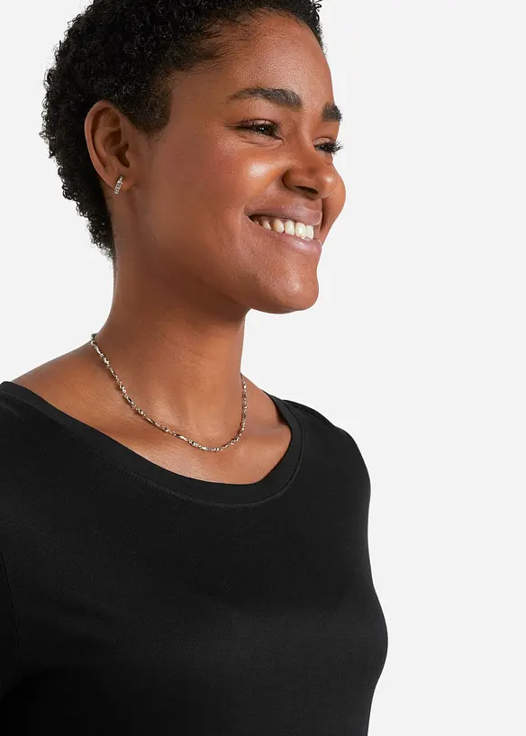 Maglia lunga in viscosa con balza, bonprix