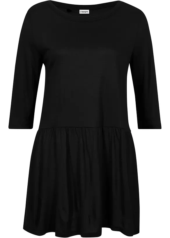 Maglia lunga in viscosa con balza, bonprix