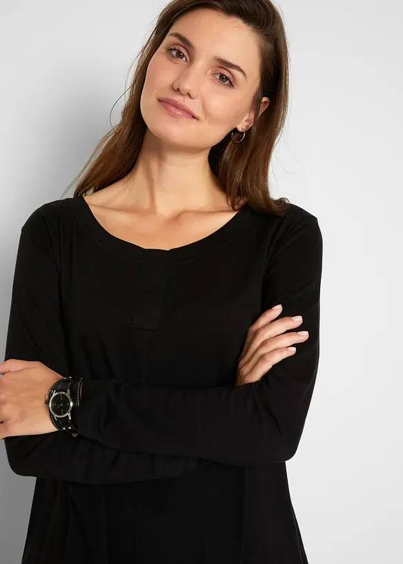 Maglia a maniche lunghe in misto cotone e viscosa, bonprix