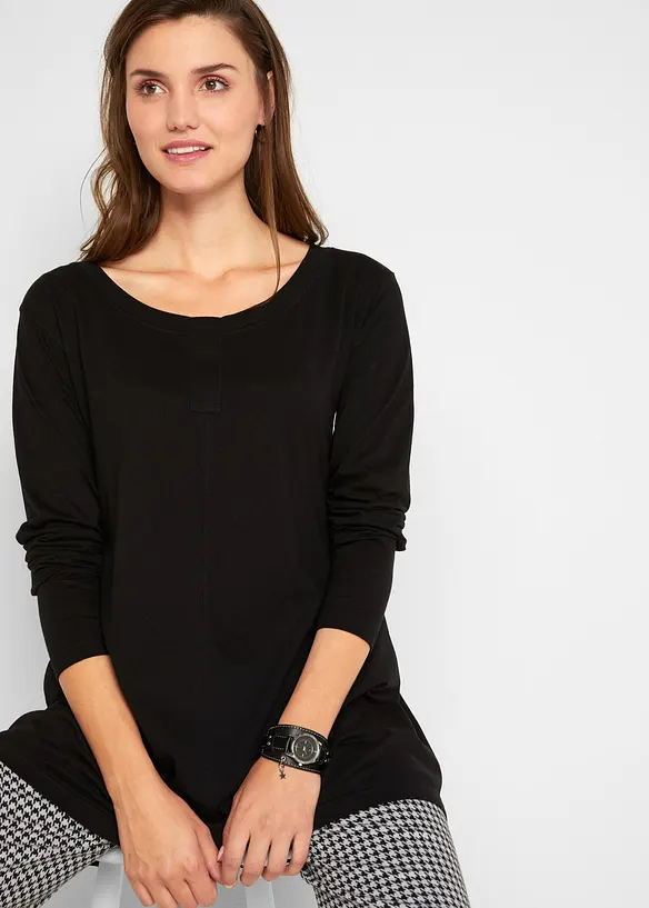Maglia a maniche lunghe in misto cotone e viscosa, bonprix