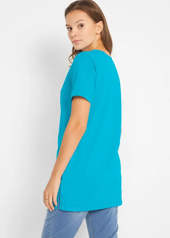 T-shirt lunga con scollo a V (pacco da 2), bonprix